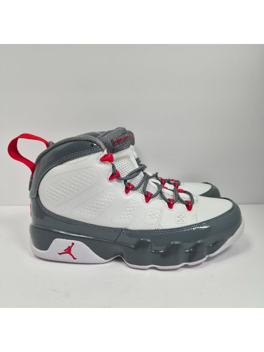 Air Jordan 9 Retro Fire Red Men's White Gray Sneakers CT8019-162 US Size 9.5